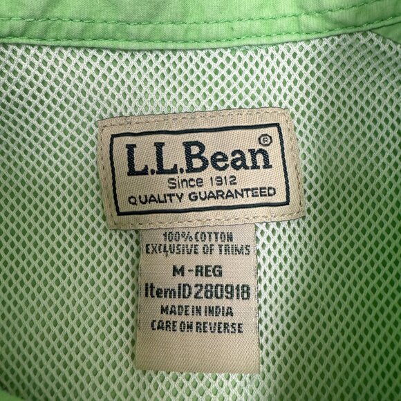 Men's L.L. BEAN Short‎ Sleeve Button Down Shirt #280918 Green | Size M - Picture 5 of 6